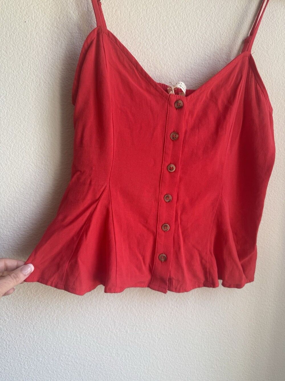 Lovestitch Red Shirt Small NWT Spaghetti Strap Button Down Cami Romantic - Picture 2 of 15